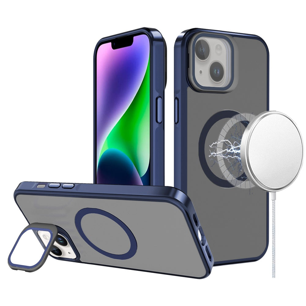 For Apple iPhone 11 Tough HQ Hybrid Case with Aluminum Frame Camera Stand, Compatible with MagSafe, Translucent Matte Shockproof Case Cover