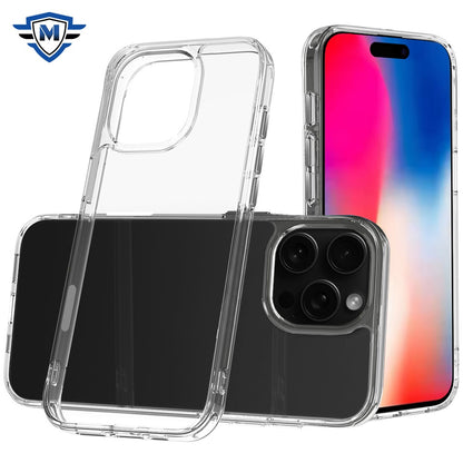 For Apple iPhone 16 Pro (6.3") Premium Hybrid HD Crystal Clear Hard PC Back Gummy Thick 2.0mm TPU Frame Slim Fit Case Cover Transparent