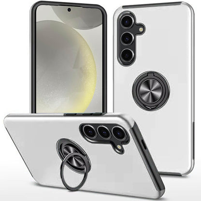 For Samsung Galaxy S25+ /S25 Plus /S24+ Plus Hybrid 360 Degree Rotatable Metal Invisible Ring Stand Holder Slim Fit Magnetic Car Mount Shockproof Case Cover