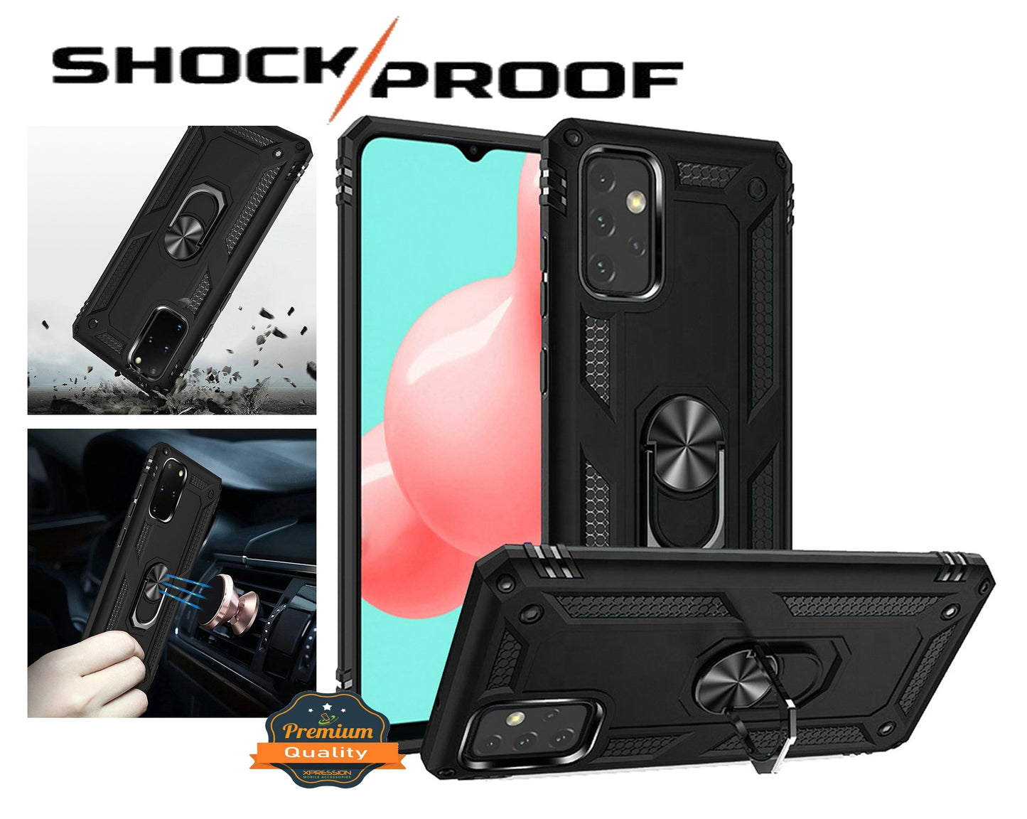 For Apple iPhone 17E /16E Hybrid Shockproof Durable 360 Degree Rotatable Ring Stand Holder Kickstand Fit Magnetic Car Mount Case Cover