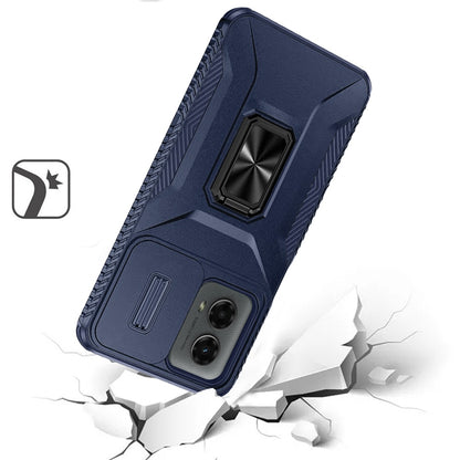 For Samsung Galaxy S23 Ultra Camera Cover Phone Case with Magnetic Rotation Ring Stand [Military Grade] Hybrid Hard TPU Shockproof Case Cover Blue