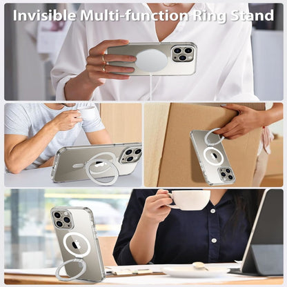 For Apple iPhone 15 Pro (6.1") Magnetic Hybrid Transparent Edge Bumper Invisible Stand [Compatible with Magsafe] Slim  Phone Case Cover