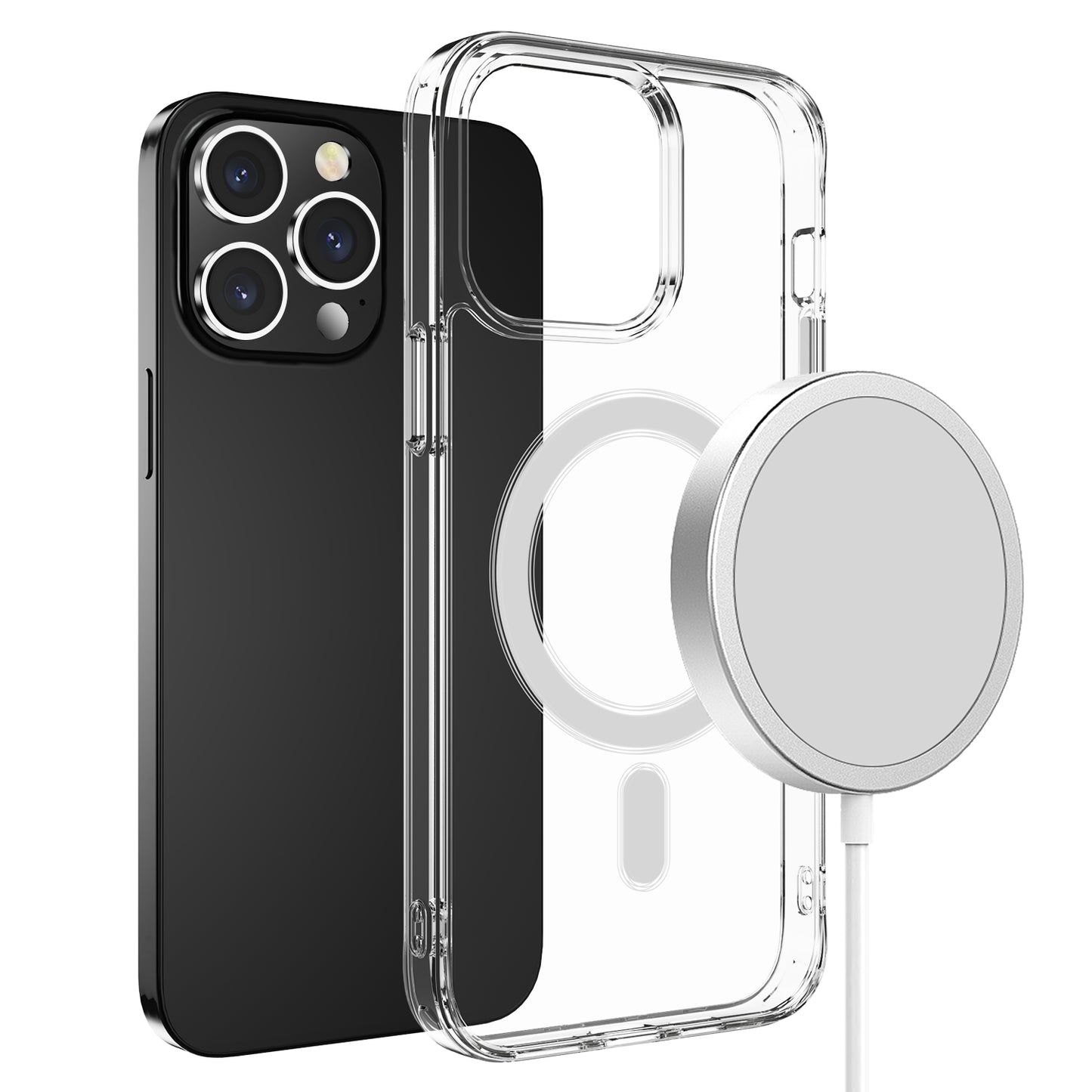 For Apple iPhone 16 Pro Max (6.9") Clear Magnetic Case with Built-in Magnets Compatible with MagSafe Slim Soft TPU Bumper Case Cover Transparent