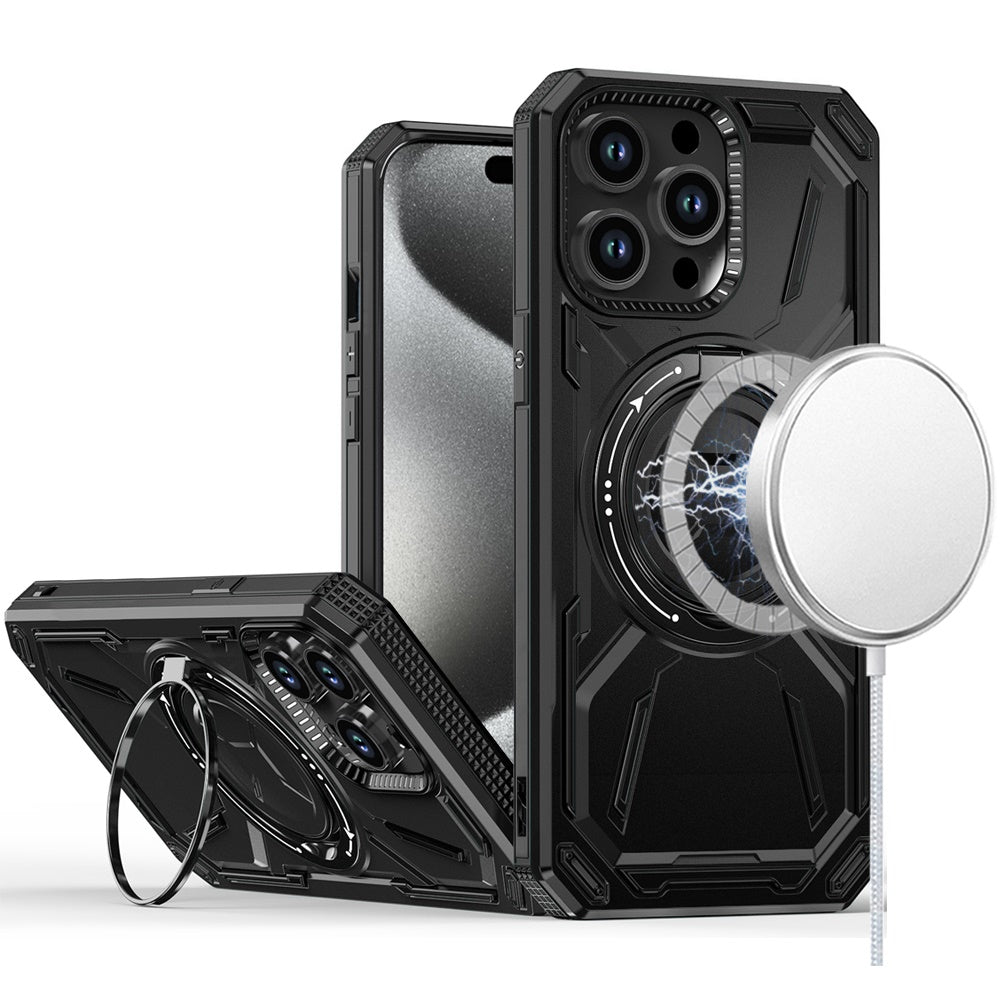 For Samsung Galaxy A06 Hybrid Magnetic Ring and 360° Rotational Kickstand with MagSafe Compatible, Military Grade Drop Protection Case Cover