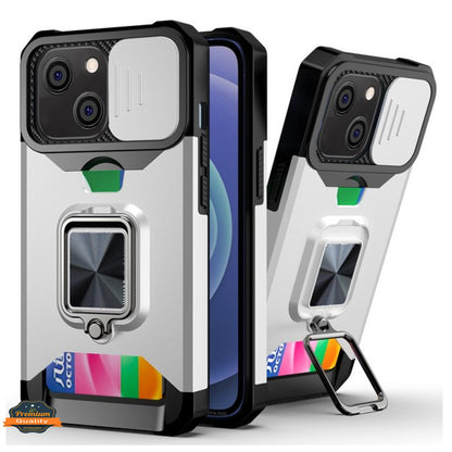 For Apple iPhone 16 Pro Max (6.9") Wallet Designed with Camera Protection, Card Slot & Ring Kickstand Magnetic Car Mount Case Cover