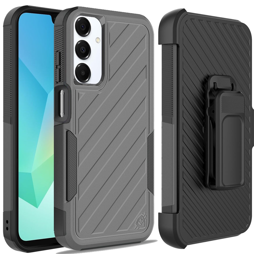 For Samsung Galaxy A16 5G Combo Hybrid lined with Belt Clip Holster Armor Shockproof Rugged Textured 2in1 Non Slip Tough Case Cover