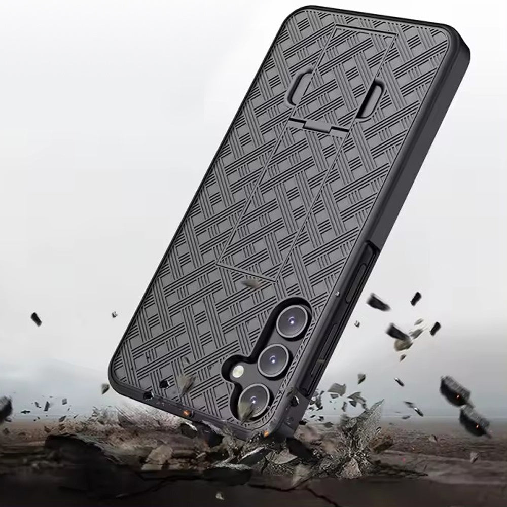 For Samsung Galaxy S25+ /S25 Plus /S24+ Plus Hybrid Slim 3-in-1 Shockproof Armor with Kickstand Holster Combo & Swivel Belt Clip Case Cover Black