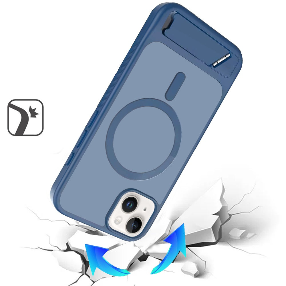 For Samsung Galaxy S26 Ultra Matte Magnetic Circle Back TPU Hybrid Drop Protection with Metal Kickstand Shockproof Design Case Cover Royal Blue