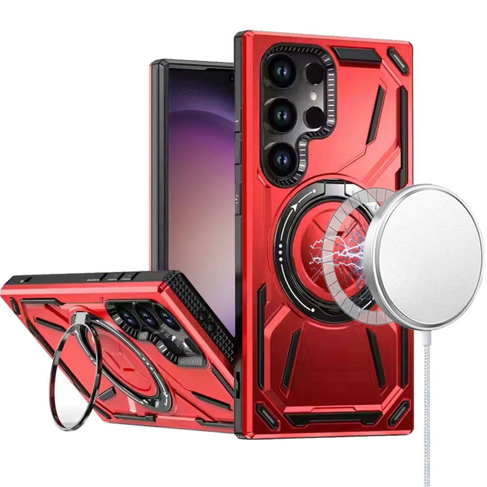 For Samsung Galaxy S23 Ultra Hybrid Magnetic Ring and 360° Rotational Kickstand with MagSafe Compatible, Military Grade Drop Protection Case Cover