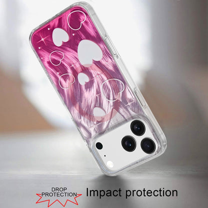 For Apple iPhone 17 Stylish Pattern Fashion IMD Printed Design TPU Double Layer Slim Shockproof with Magnetic Back Case Cover Gradient Pink Heart