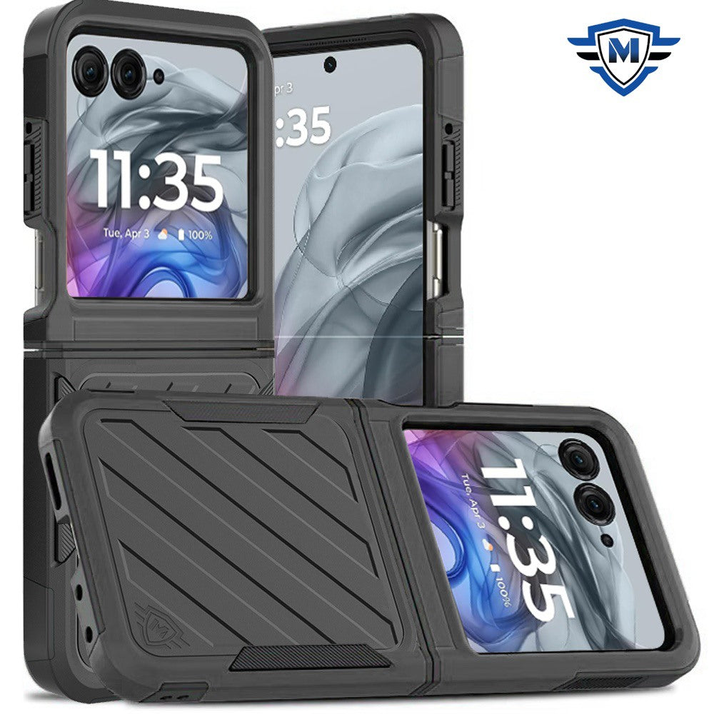 For Motorola Razr 2025 Premium Lined Dual Layer Hybrid Shockproof Rugged Textured Hard PC & Silicone, Anti-Slip Grip Case Cover