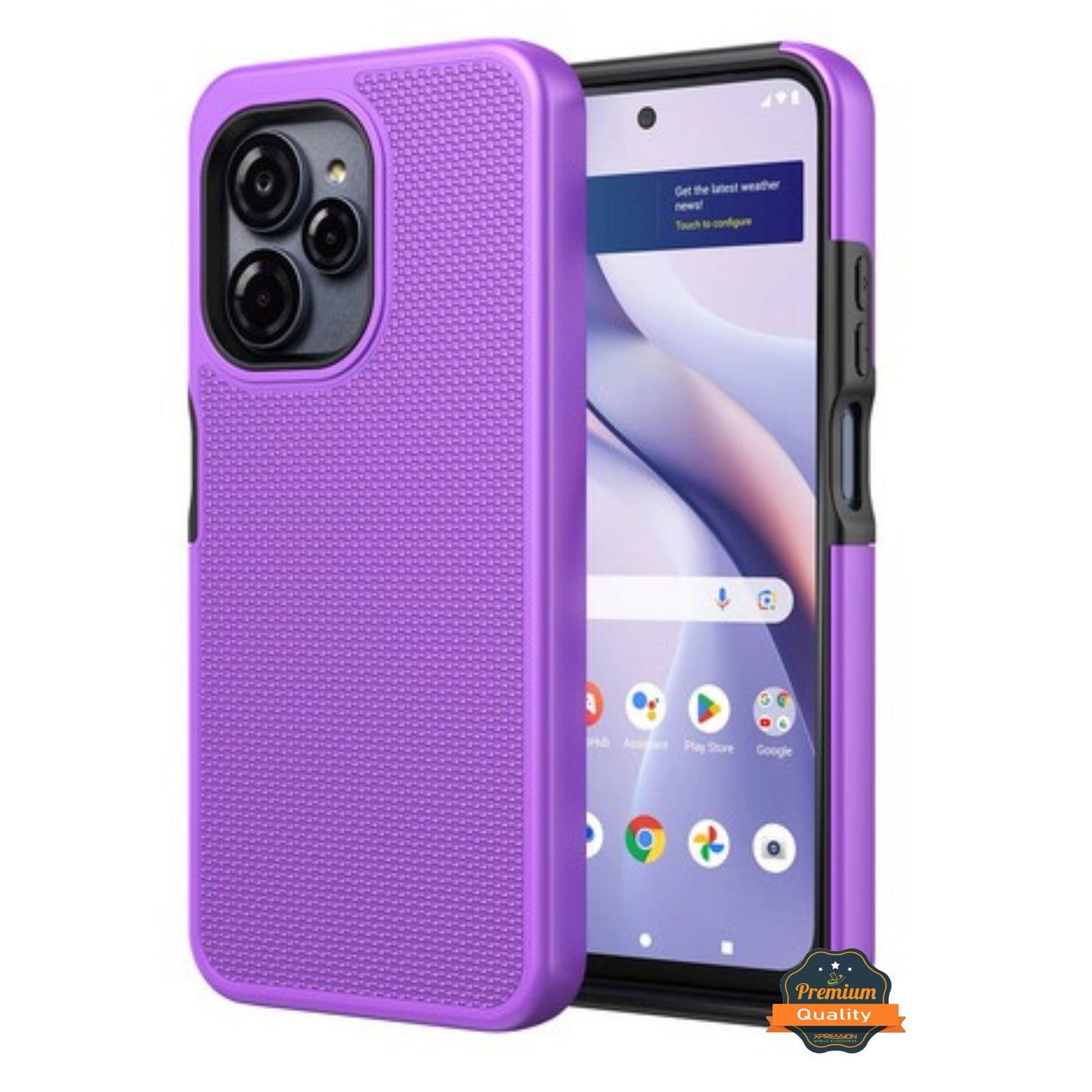 For BLU View Speed Ultra 5G Dual Layer Slim & Tough Hybrid Shockproof Heavy Duty Rubber TPU Matte with Textured Rugged Shell Protection Case Cover