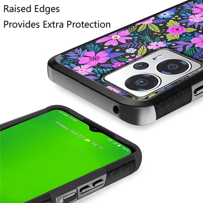 For Cricket Outlast 5G (2024) Slim Tough Strong Protection Shock Absorption Hybrid Dual Layer Hard PC + TPU Rubber Silicone Armor Case Cover Mystical Floral Boom
