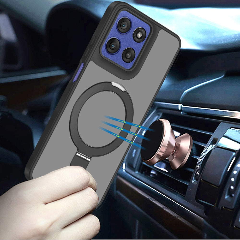 For Samsung Galaxy S25 Fan Edition /Galaxy S25 FE Magnetic Circle Back with Ring Stand Full Rotation Matte Hybrid Shockproof Case Cover