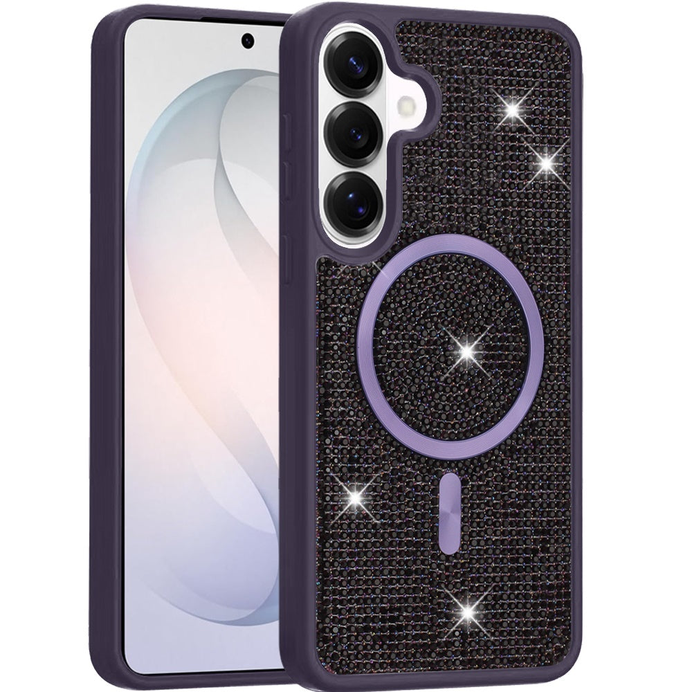 Phone Case for Samsung Galaxy S26 Magnetic Bling Diamond Sparkle Hybrid Shockproof Rugged Grip Durable Protection Anti-Slip Armor Design Cover