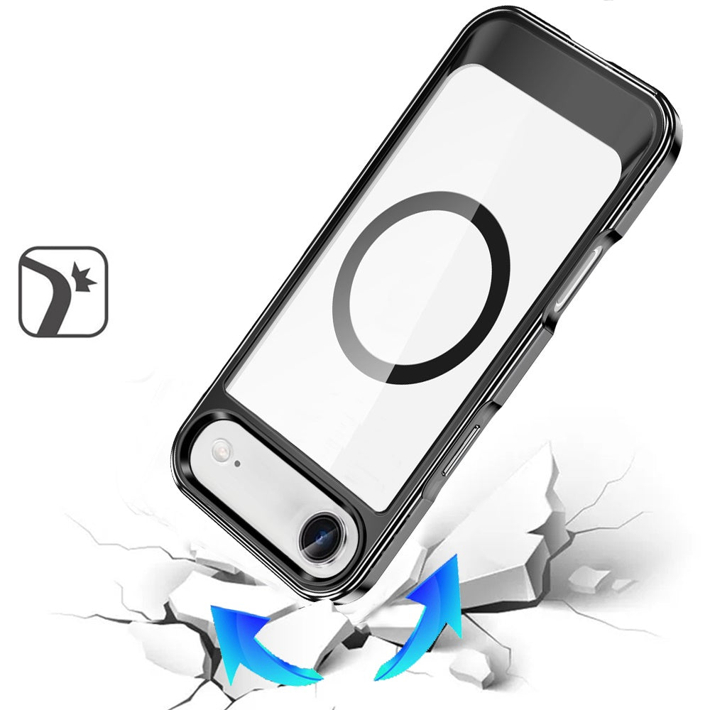 For Apple iPhone 17 AIR Transparent HQ Hybrid Slim, Shockproof, Compatible with MagSafe wireless charging & Military-Grade Case Cover Black