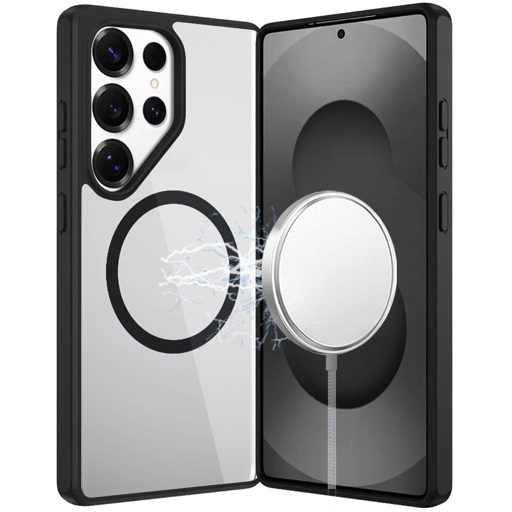 For Samsung Galaxy S26 Ultra Magnetic Circle HQ Transparent Clear TPU Thick 2.0mm Frame Hybrid Shockproof Protector Case Cover