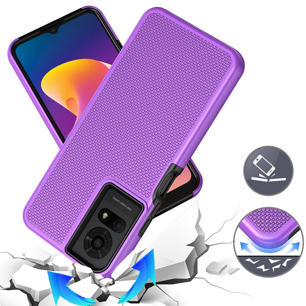 For TCL 50 LE Dual Layer Heavy-Duty Hybrid Rugged Case Rugged Texturized TPU & PC Shockproof Silicone Military Grade Case Cover Purple