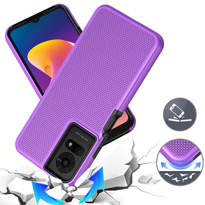For TCL 50 LE Dual Layer Heavy-Duty Hybrid Rugged Case Rugged Texturized TPU & PC Shockproof Silicone Military Grade Case Cover Purple