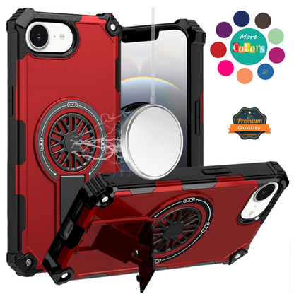 For iPhone 15 (6.1") Texture Design Invisible Kickstand Case, MagSafe Compatible Hybrid Shockproof Cover, Car Mount Friendly Case Cover