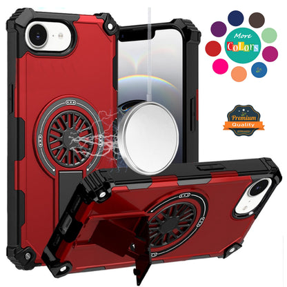 For Apple iPhone 17E /16E Texture Design Invisible Kickstand Case, MagSafe Compatible Hybrid Shockproof Cover, Car Mount Friendly Case Cover