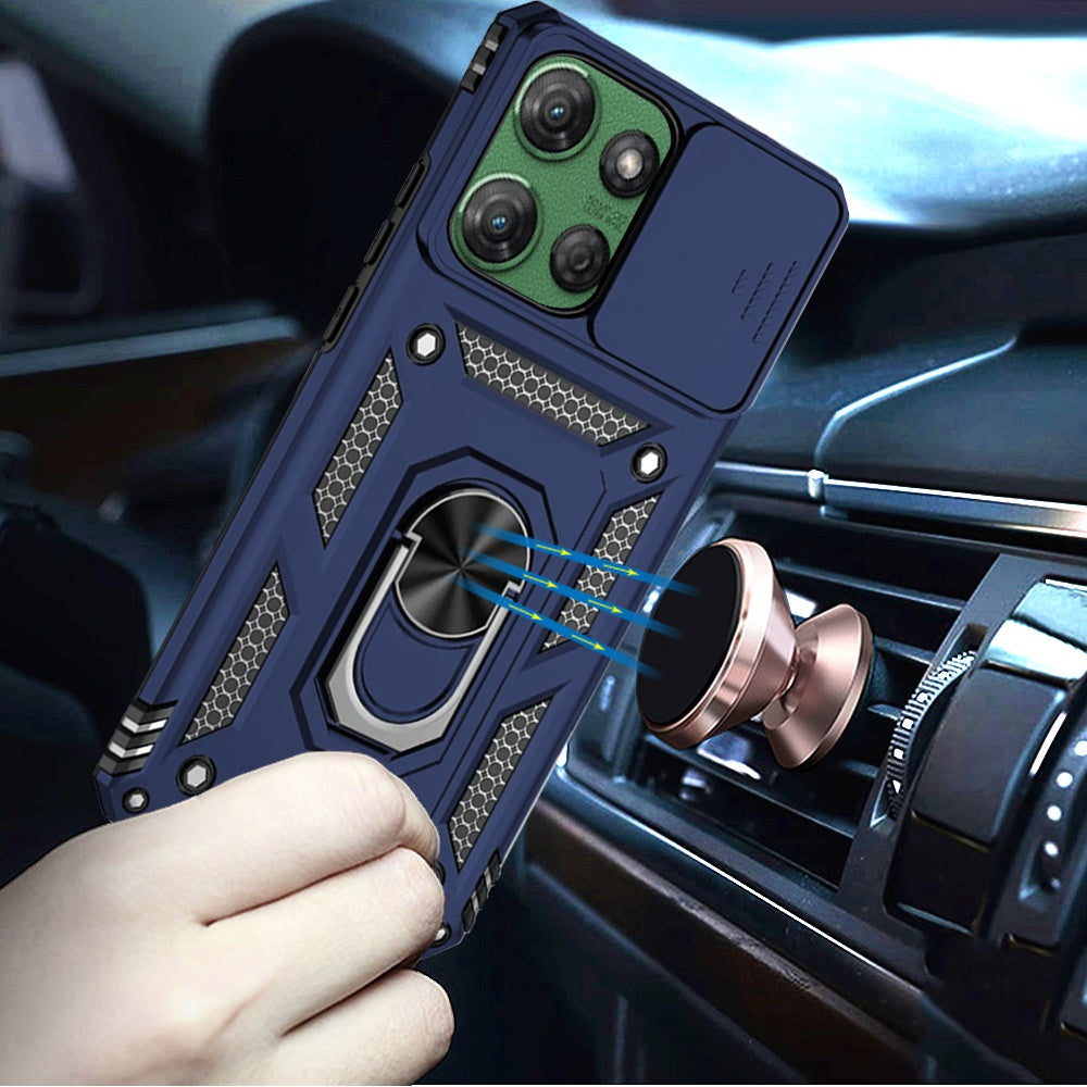 For Samsung Galaxy S25 EDGE Hybrid Ring Shockproof with 360° Rotate Ring Kickstand, Camera Lens Protection, Soft Edge Bumper Case Cover