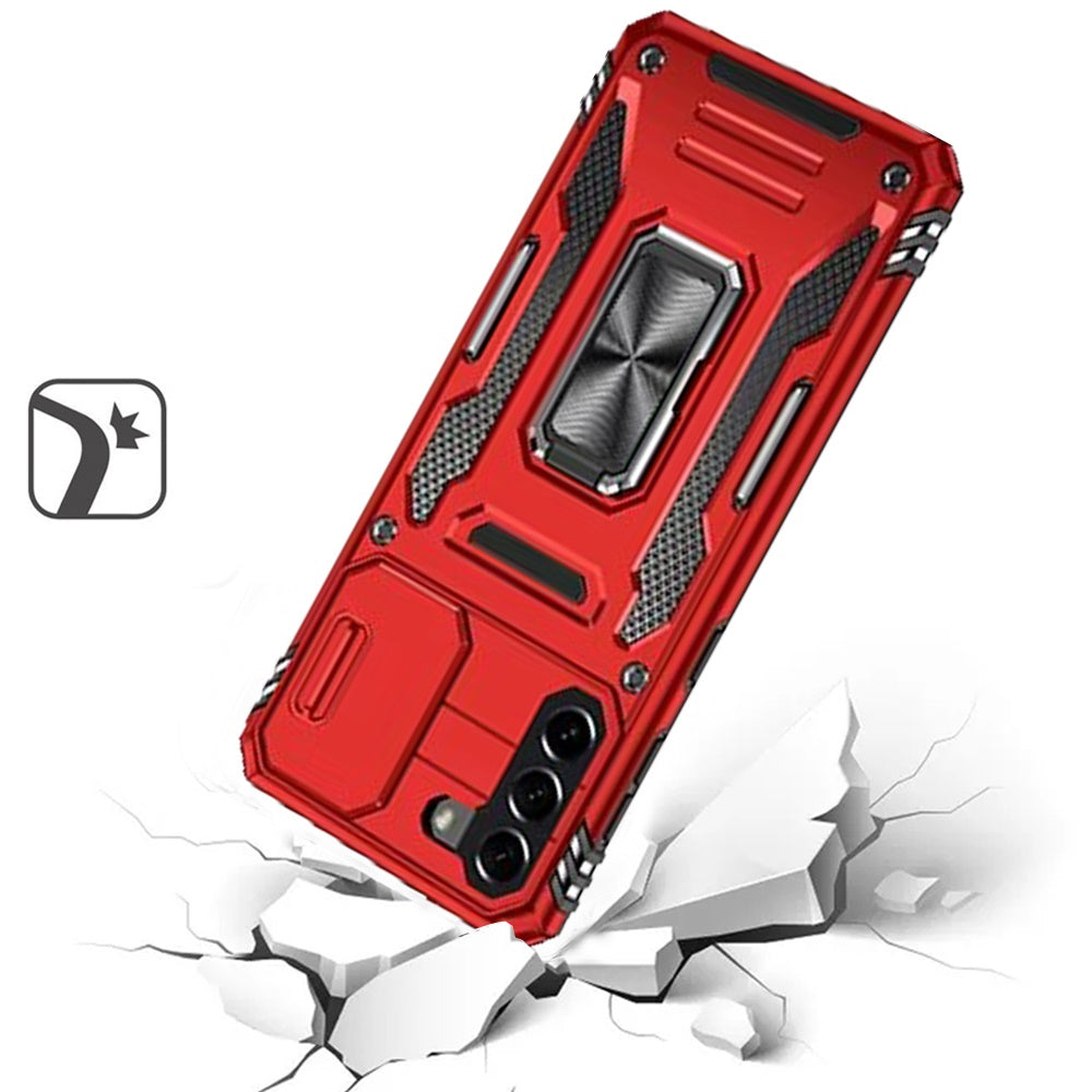 For Samsung Galaxy S22 Hybrid Case with Rotation Ring Stand Shockproof & Camera Window TPU Armor Dropproof Case Cover