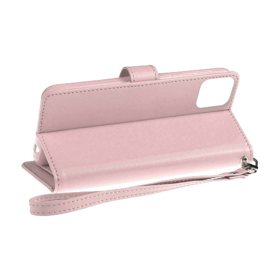For Samsung Galaxy S26+ / S26 Plus Wallet Cases PU Leather with Credit Card /ID /Cash Holder Slot Dual Flip Book Pouch, Stand and Strap Case Cover Rose Gold