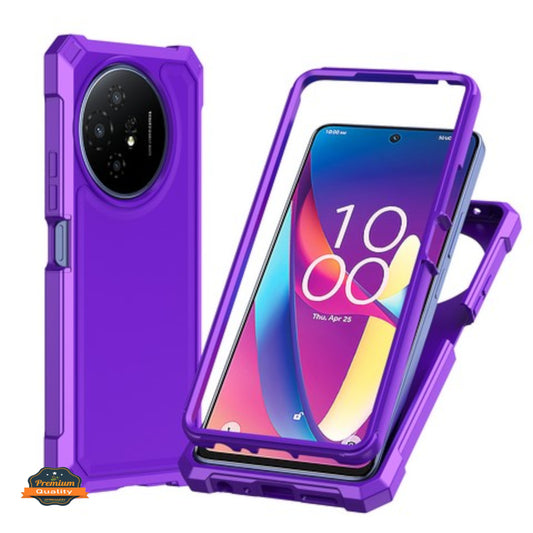 For TCL 60 XE NXTPAPER Full-Body Dual Layer Hybrid Case Slim, Drop-Proof TPU Hard PC, Durable Corner Front Bumper Protector Case Cover Purple