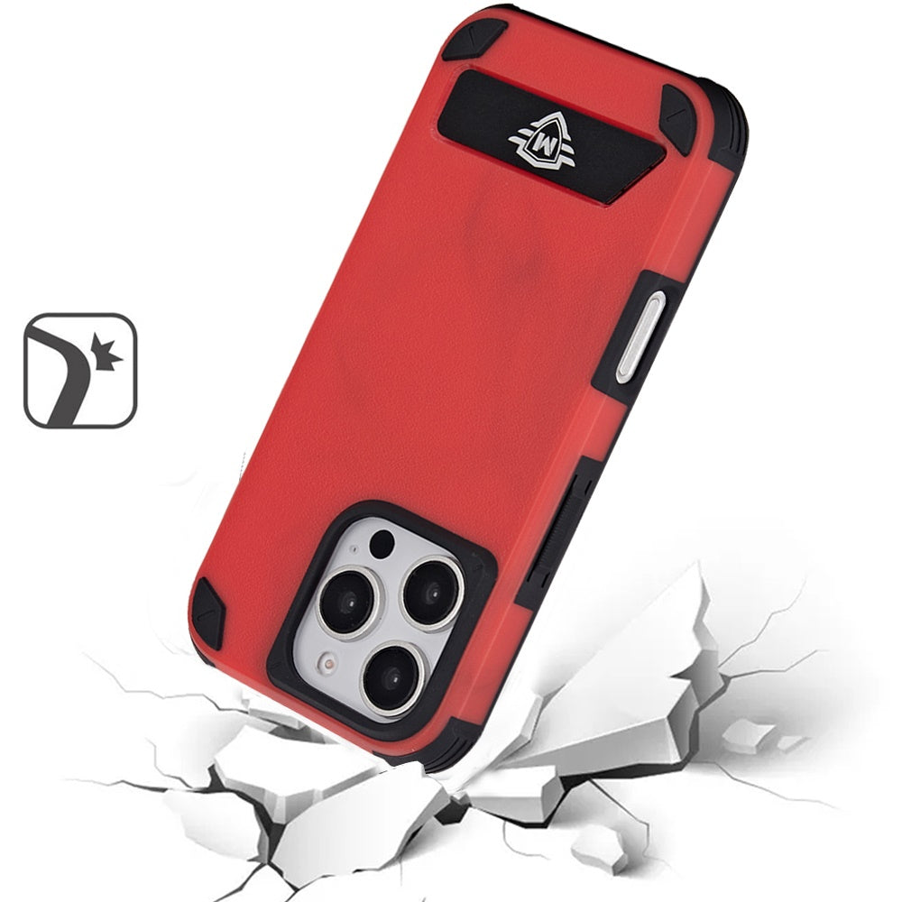 For Apple iPhone 16 Pro Heavy Duty Magnetic Hybrid Kickstand Shockproof Protection Rugged Design Secure Grip Built In Stand Design Case Cover Red