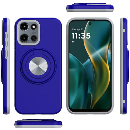 For Motorola Moto G Stylus 5G 2025 Metal Matte Hybrid with Invisible Rotational Ring Stand, Car Mount Friendly, Military Grade Slim Fit Sturdy Case Cover