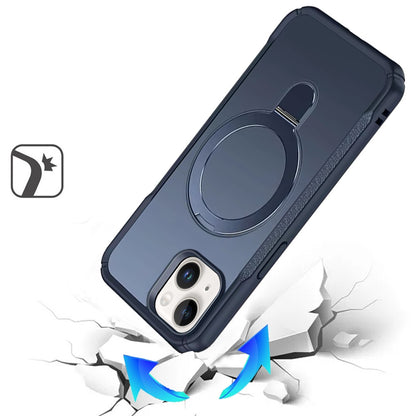 For iPhone 15 (6.1") Matte Finish Magnetic Ring Hybrid Protective Invisible Kickstand Magsafe Compatible Case Cover Cosmic Orange