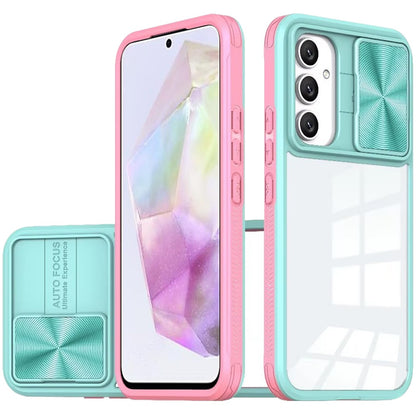 For Samsung Galaxy A36 Hybrid Cases with Sliding Camera Cover Transparent Shockproof Bumper TPU Protective Case Cover