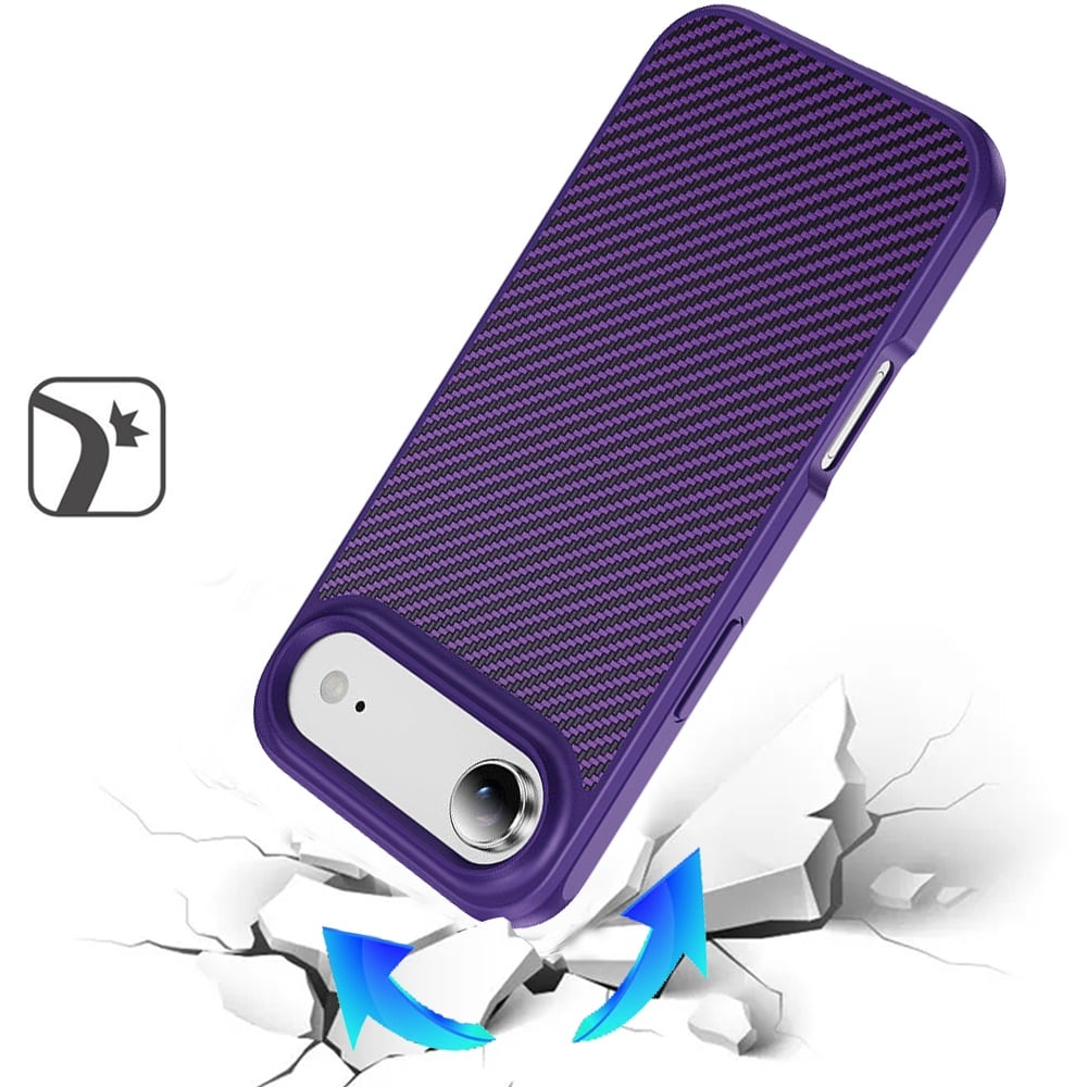 For Apple iPhone 17 Air (6.6") Carbon Fiber Design with Magnetic HQ 2.0mm Thick Hybrid Shockproof Rubber Hard PC Case Cover