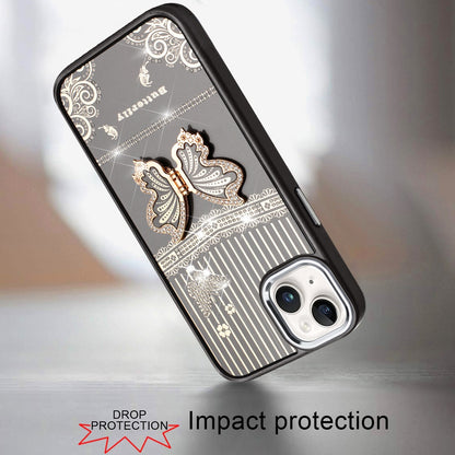 For Samsung Galaxy S26+ / S26 Plus Glitter 3D Butterfly Design Bling Metallic Edge Hybrid Stand Drop Protection TPU Shockproof Case Cover