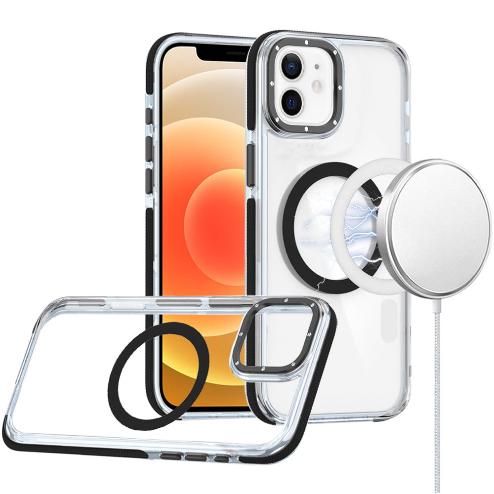 For Apple iPhone 17E /16E Transparent Back with Colorful Frame, Strong Magnetic Circle, MagSafe Compatible, Slim Shockproof Protection Case Cover
