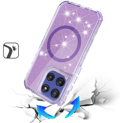 For Motorola Moto G Stylus 5G 2025 Magnetic Circle Compatible with Magsafe, Bling Glitter Sparkle 3-in-1 Hybrid Shockproof TPU Bumper Case Cover