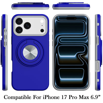 For Apple iPhone 17 Pro Max Metal Matte Hybrid with Invisible Rotational Ring Stand, Car Mount Friendly, Military Grade Slim Fit Sturdy Case Cover