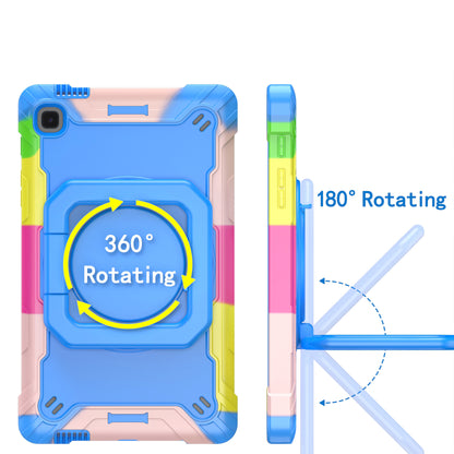 For Tough Hybrid 3 in 1 Case with 180° Rotating Kickstand, Adjustable Shoulder Strap, Shockproof TPU Rubber PC Rainbow /Blue Tablet Case Cover