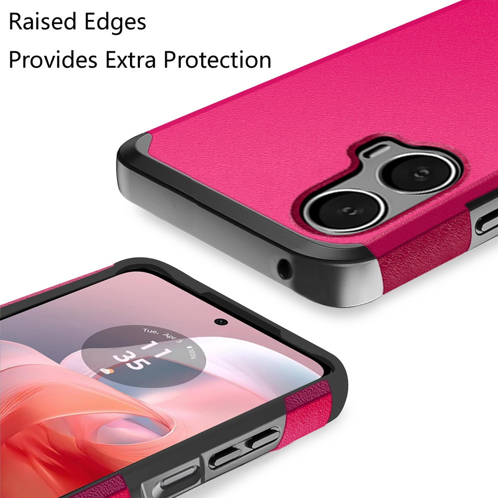 For Motorola Moto G Power 5G 2024 Fashion Graphic Design Hybrid 2in1 Tough Strong Hard PC TPU Frame, Magnet Mount Friendly, Shockproof Protection Case Cover Hotpink