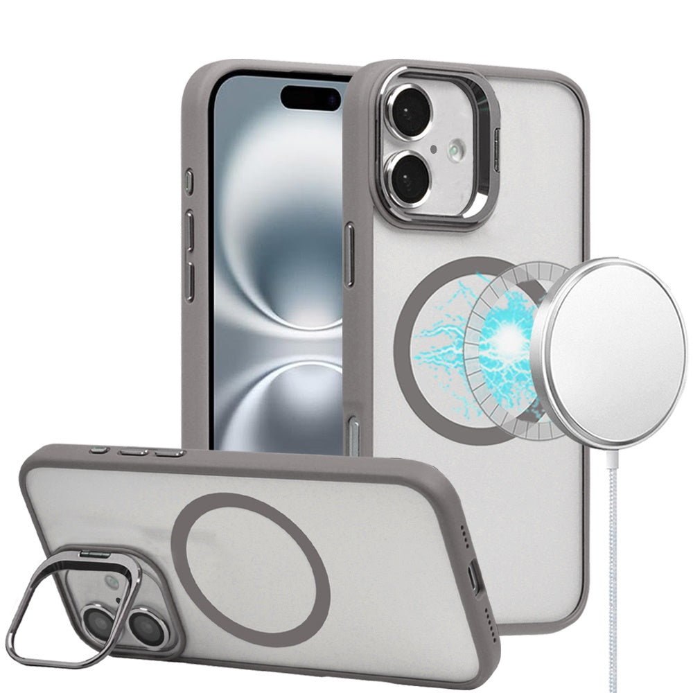For Apple iPhone 16 Pro Max (6.9") Hybrid Magnetic Cool Case with Camera Stand Fits MagSafe Accessories Shockproof Case Cover