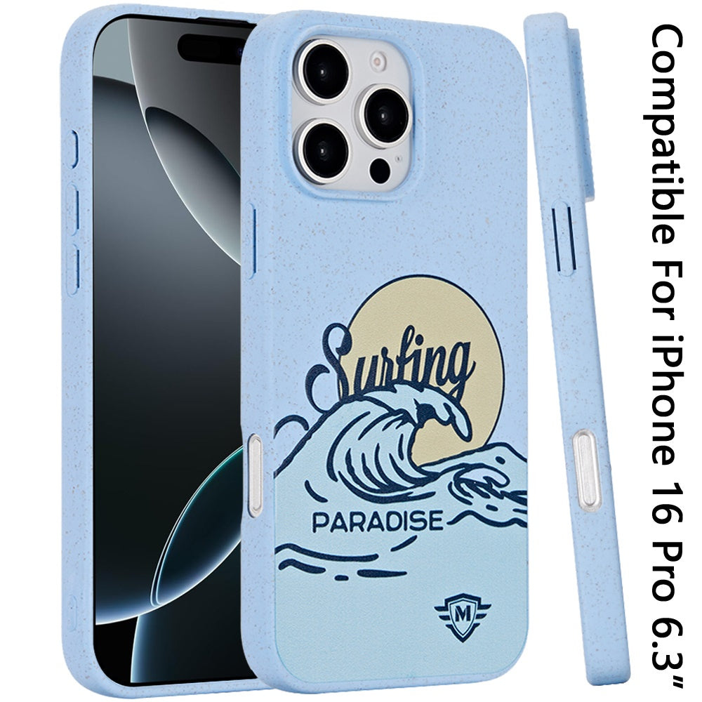 For Apple iPhone 16 Pro (6.3") Eco Friendly Bio-Degradable Design Hybrid Cases Slim Fit Soft TPU Drop Protection Rubber printed Case Cover