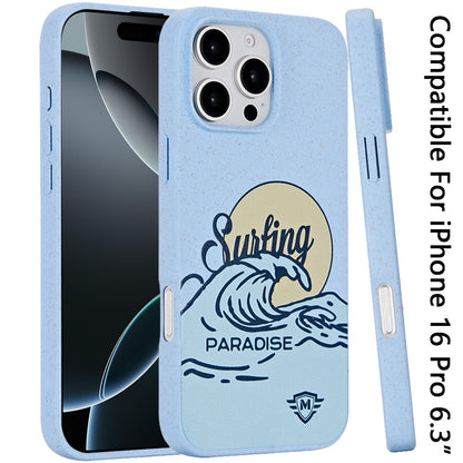 For Apple iPhone 16 Pro (6.3") Eco Friendly Bio-Degradable Design Hybrid Cases Slim Fit Soft TPU Drop Protection Rubber printed Case Cover