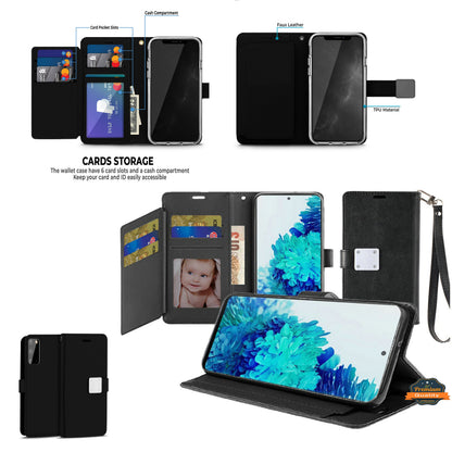 For Apple iPhone 17E /16E Wallet Cases PU Leather with Credit Card /ID /Cash Holder Slot Dual Flip Book Pouch, Stand and Strap Case Cover
