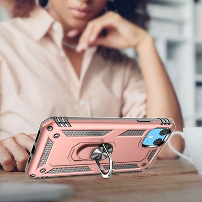 For Apple iPhone 11 Hybrid Shockproof Durable 360 Degree Rotatable Ring Stand Holder Kickstand Fit Magnetic Car Mount Case Cover Rose Gold