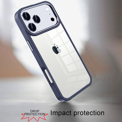 For Apple iPhone 17 Pro Max (6.9") Slim Fit Hybrid Transparent Thick Acrylic with Metal Buttons Frame Protective Hard PC + TPU Shockproof Case Cover Burgundy