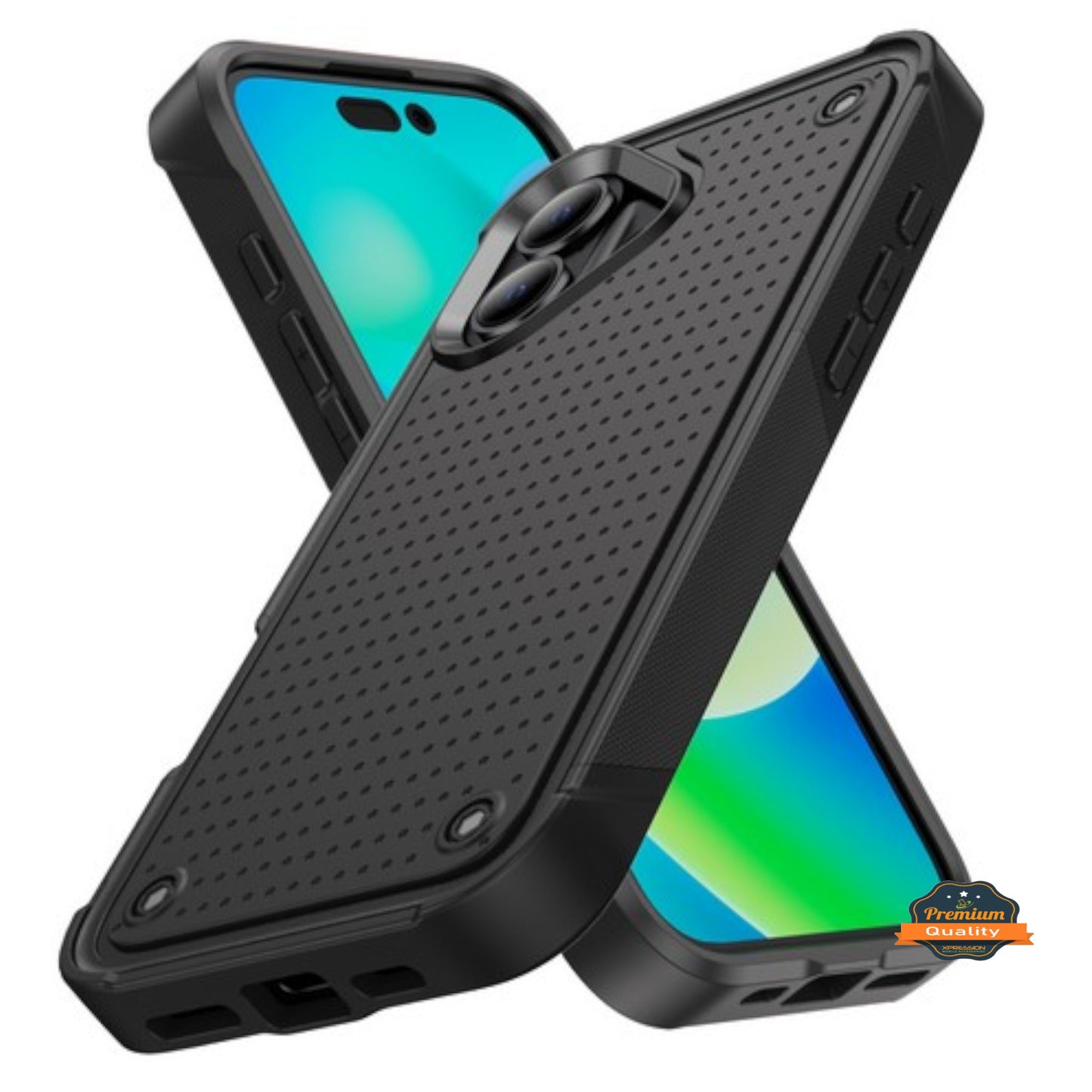 For Apple iPhone 16 (6.1") Shockproof Non-Slip Textured Heavy Duty Rugged TPU Drop Military Protection Tough Bumper Case Cover