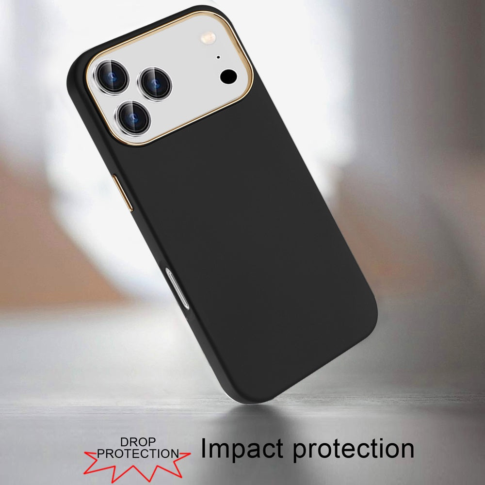 For Apple iPhone 17 Pro Hybrid Armor Shockproof, Durable Bumper Rubber Gummy Gel Slick Hard PC Silicone TPU Case Cover Black