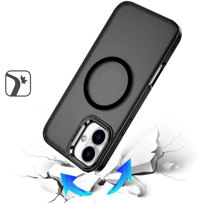 For Apple iPhone 17 (6.3") Heavy Duty Metallic Hybrid Tough TPU with Camera Ring Stand, MagSafe Compatible, Rugged Drop Protection Case Cover
