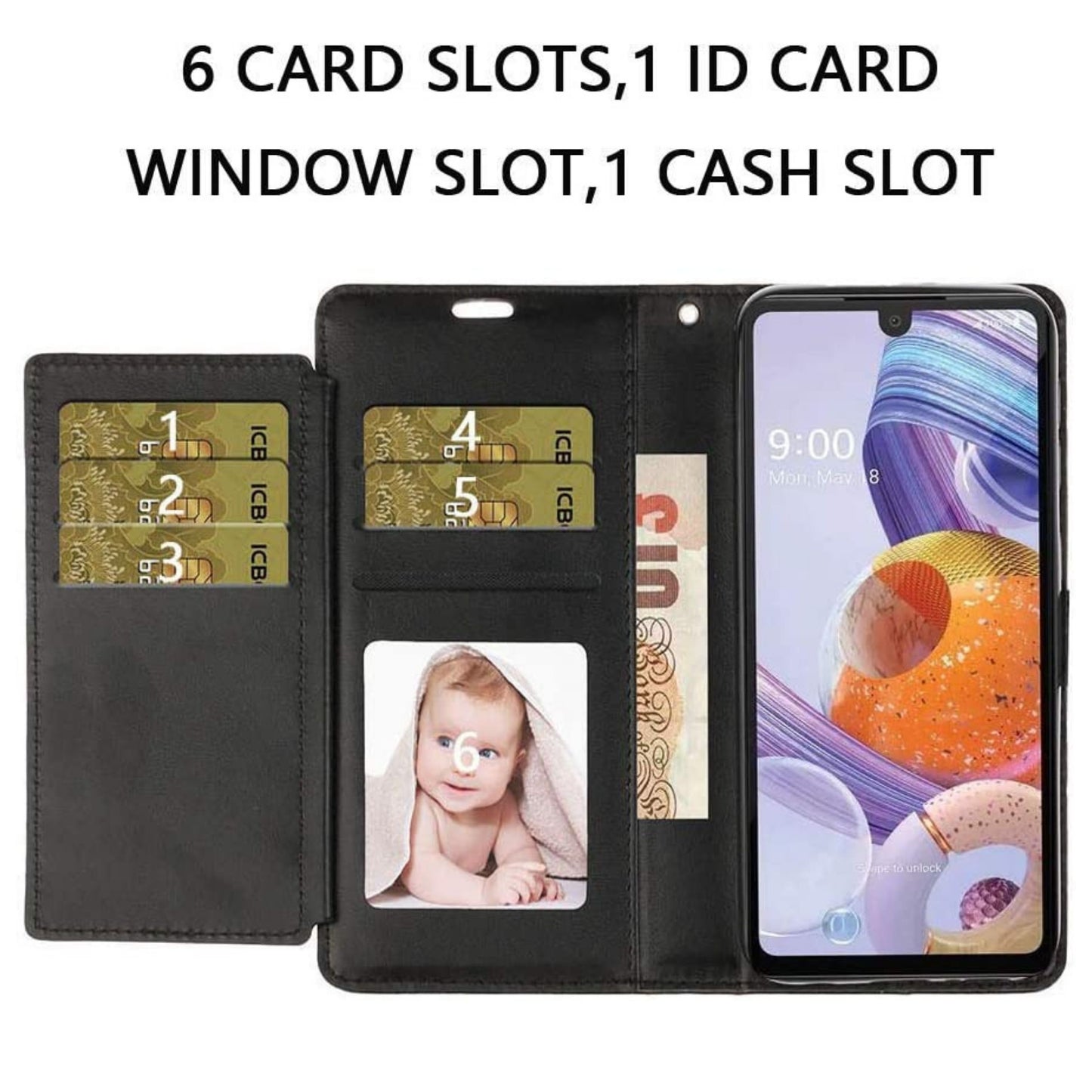 Phone Case for Samsung Galaxy S22+ /S22 Plus Wallet Credit Card Holder Leather Grip Shockproof Hybrid Protective Style Durable Flip Pouch Cover Black